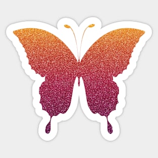 Red Orange Ombre Faux Glitter Butterfly Sticker